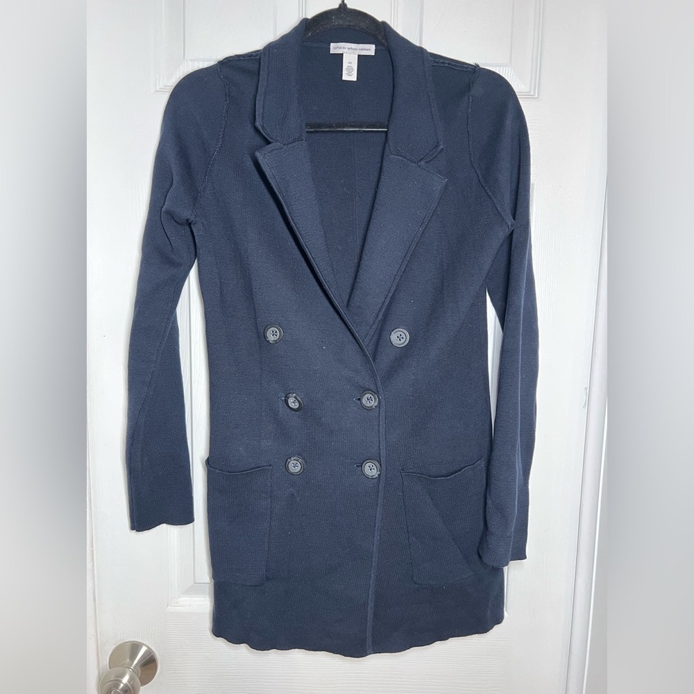 Cotton By Autumn Cashmere Navy‎ Double-Breasted Blazer Size XS
